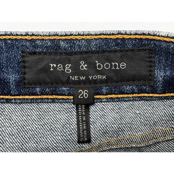 Rag & Bone Women's Metallic Ankle Straight Crop Blue Denim Jeans - 26 (27x27.5) - Picture 4 of 6